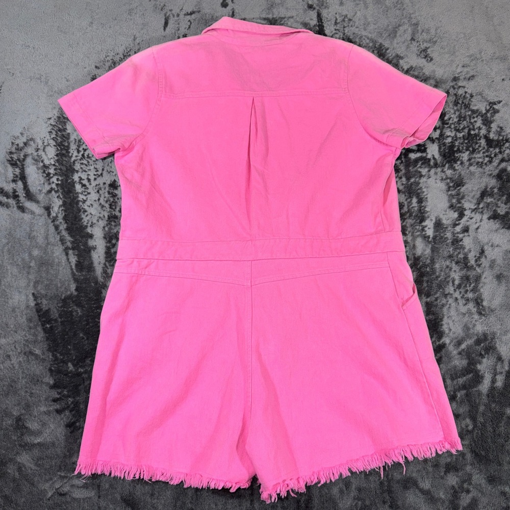 Sadie & Sage Pink Sweet Pea Denim Romper Utility Jumpsuit AG1901TW XL NEW - Picture 2 of 16
